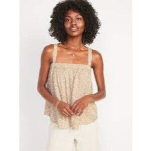 NWT Old Navy Tie Back Floral Cami Swing Top Cottage Boho Peasant Ditzy Womens L